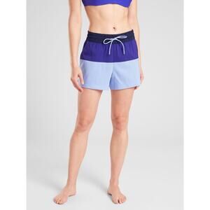 Athleta Oahu Colorblock Womens Shorts 8 Purple Navy Blue Elastic Waist Pocket